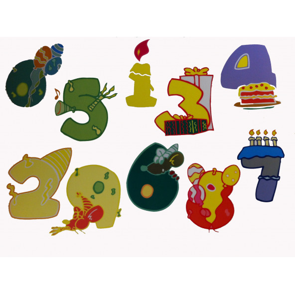 XFG062 DUVAR SÜSÜ (STİCKER) RENKLİ RAKAMLI PVC 48X33X0,5CM - 2