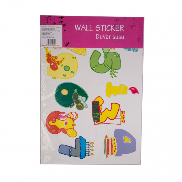 XFG062 DUVAR SÜSÜ (STİCKER) RENKLİ RAKAMLI PVC 48X33X0,5CM - 6