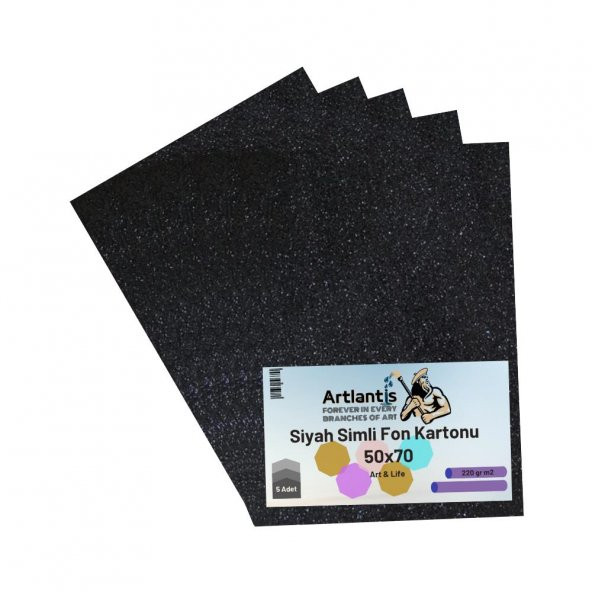 Siyah Simli Karton 50x70 5 Adet Artlantis Simli Karton Siyah 5 Adet 50*70