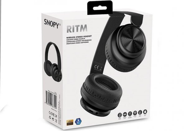 SNOPY SN-BT40 RITM SİYAH TF KART ÖZELLİKLİ BLUETOOTH MİKROFONLU KULAKLIK - 6