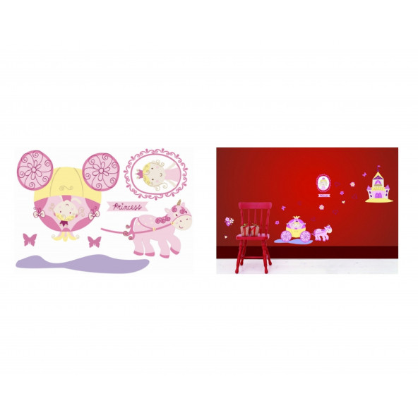 XFG114 DUVAR SÜSÜ (STİCKER) PRENSES DESENLİ PVC 70X50X0,5CM - 6