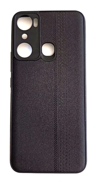 infinix Hot 20i Uyumlu Deri Görünümlü Yumuşak Süet Kılıf Siyah - 1