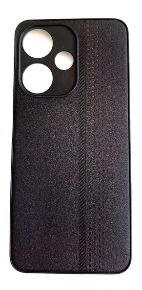 infinix Hot 30i Uyumlu Deri Görünümlü Yumuşak Süet Kılıf Siyah ürün görseli 1