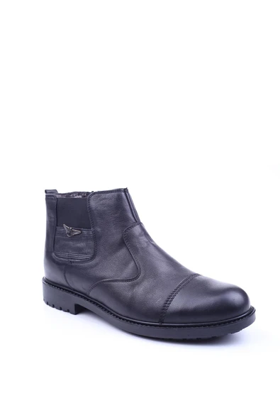 Çetintaş 4380 Siyah Büyük Numara Hakiki Deri Kürklü Erkek Kışlık Bot