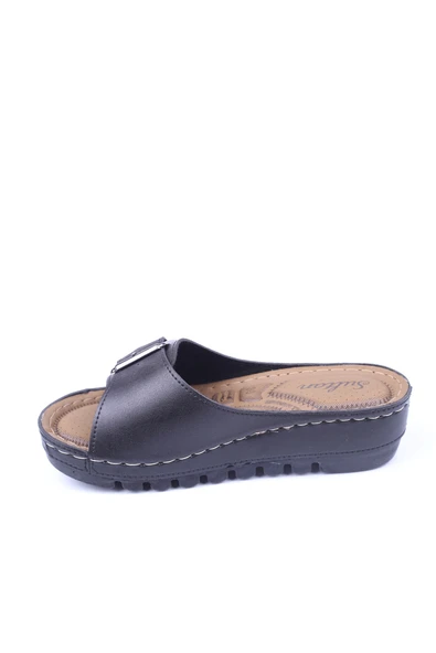 Apella Sultan 215 Büyük Numara Ortopedik Günlük Siyah Kadın Terlik - Resim 2