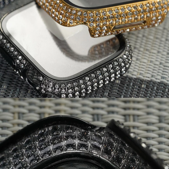 Apple Watch 7 41mm Zore Watch Gard 24 Kenarları Taşlı Sert PC Koruyucu - 12