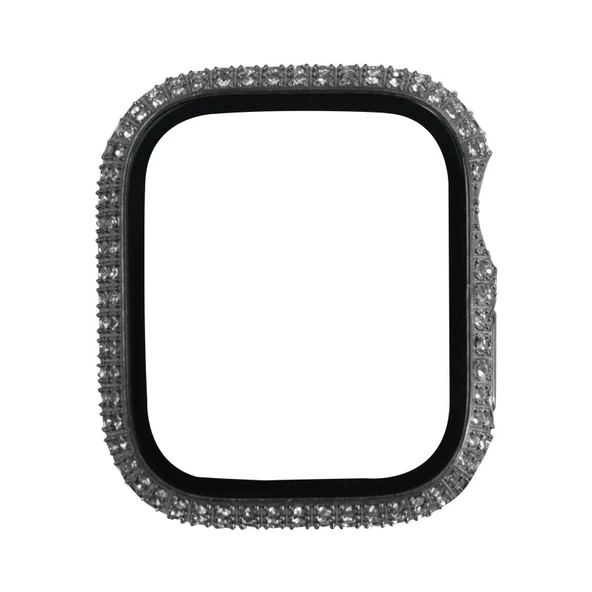 Apple Watch 7 41mm Zore Watch Gard 24 Kenarları Taşlı Sert PC Koruyucu - 3