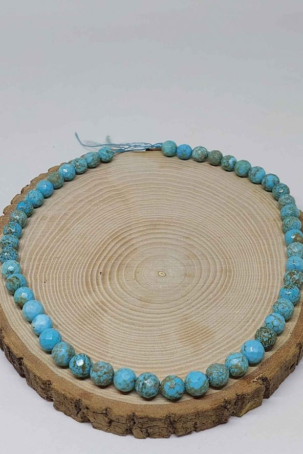 Turkuaz Taşı Damarlı Faset Kesim Dizi 8mm - Resim 2