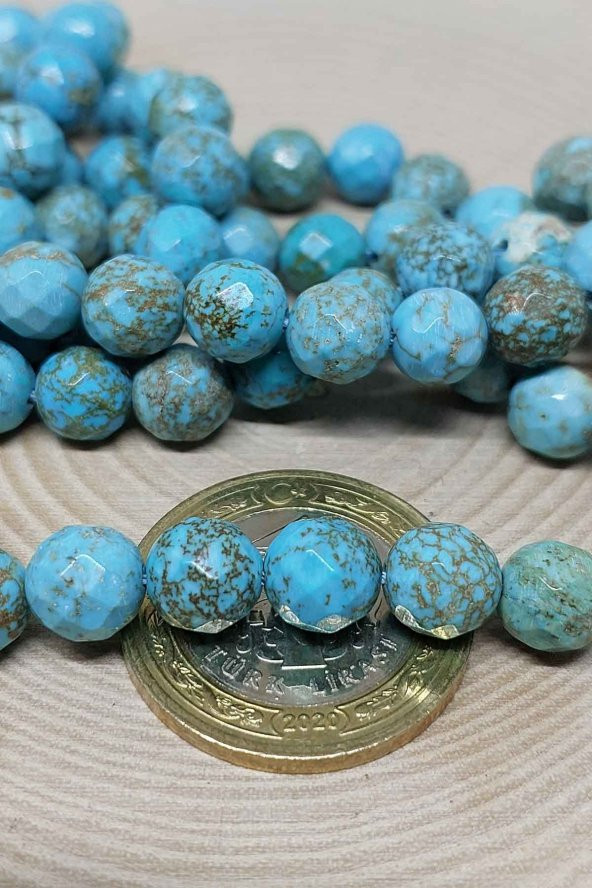 Turkuaz Taşı Damarlı Faset Kesim Dizi 8mm - Resim 3