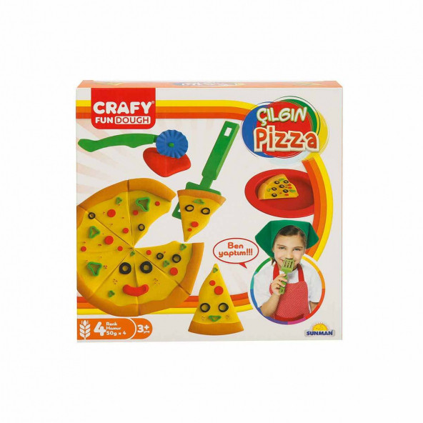 Crafy Çılgın Pizza Oyun Hamuru Seti 200 Gr. 10 Parça