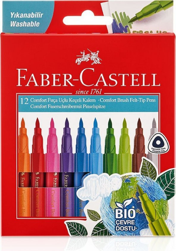 Faber-Castell Comfortbıo Fırça Uçlu Keçeli Kalem 12’li