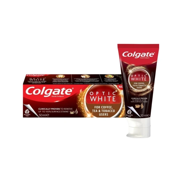 Colgate Optic White Kahve, Çay ve Tütün Kullanıcıları için Beyazlatıcı Diş Macunu 50 ml - 1