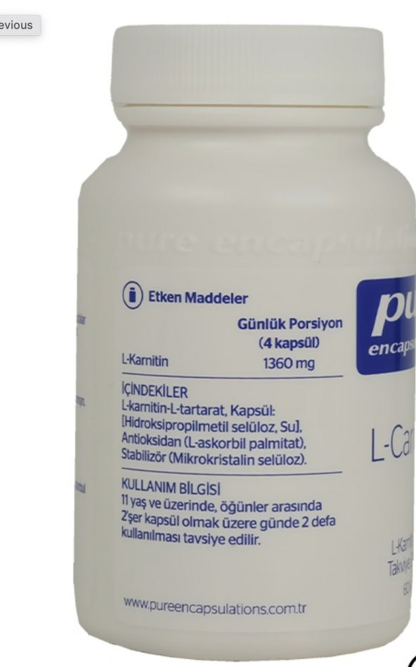 Pure Encapsulations L-Carnitine 60 Kapsül - 2