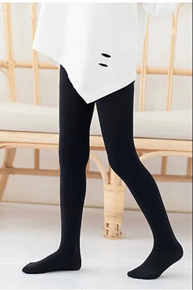 6 Adet Opak Külotlu Çocuk Çorabı 40 denye Siyah - Resim 2