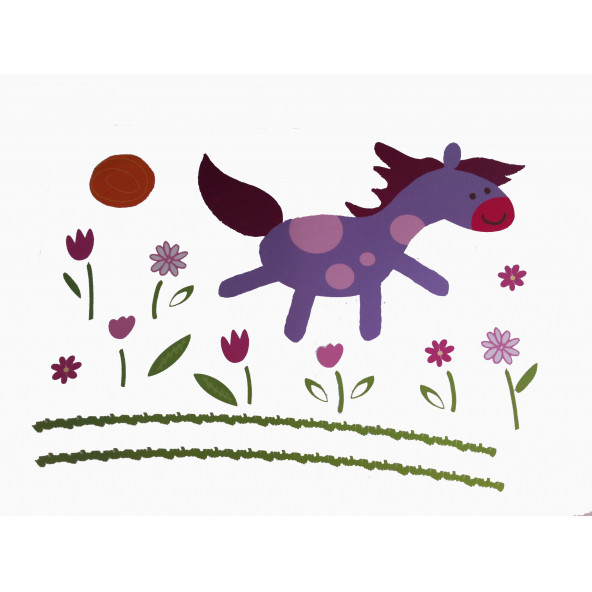 XFG124 DUVAR SÜSÜ (STİCKER) KÜÇÜK AT DESENLİ PVC 70X50X0,5CM - 2