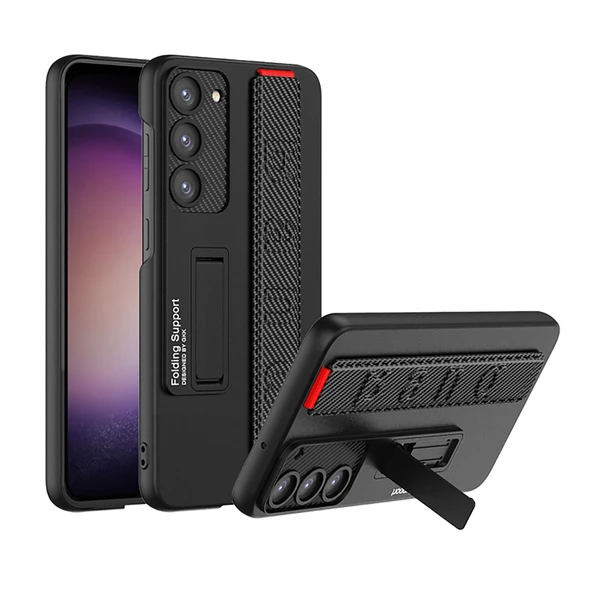 Vendas Samsung S23 Uyumlu Band Serisi Fit Tasarımlı Standlı El Tutacaklı Sert PC Kılıf - 4