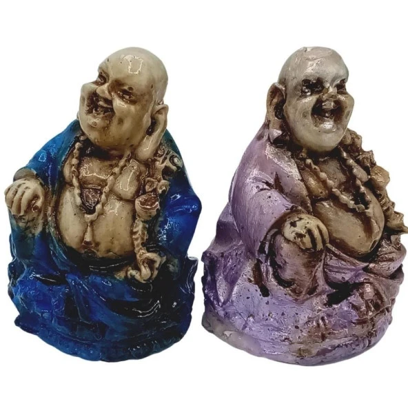 Dekoratif Renkli Buda İkili Set Reçine ürün görseli