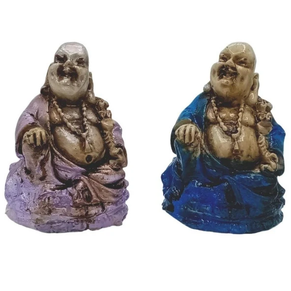Dekoratif Renkli Buda İkili Set Reçine - Resim 2