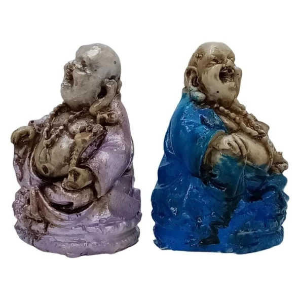 Dekoratif Renkli Buda İkili Set Reçine - Resim 4