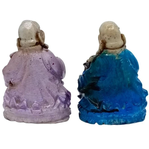 Dekoratif Renkli Buda İkili Set Reçine - Resim 5