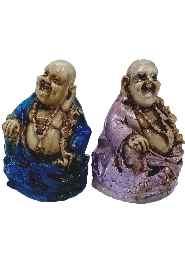 Dekoratif Renkli Buda İkili Set Reçine - Resim 7