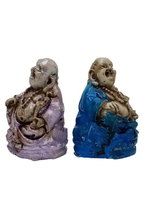 Dekoratif Renkli Buda İkili Set Reçine - Resim 9