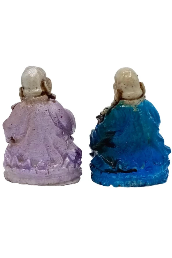 Dekoratif Renkli Buda İkili Set Reçine - Resim 10