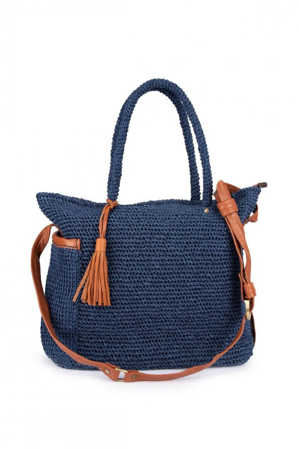 Artı-Artı-Çanta Halikarnas  Kadın koleksiyon Mavi El Örgü Çanta