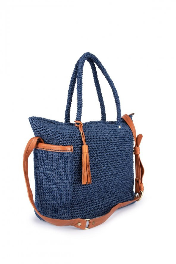 Artı-Artı-Çanta Halikarnas  Kadın koleksiyon Mavi El Örgü Çanta - 2