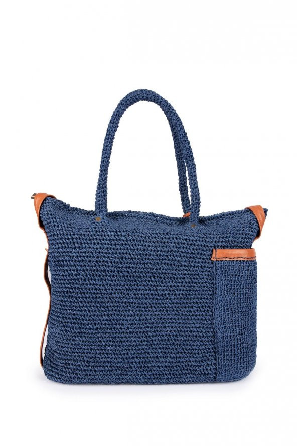 Artı-Artı-Çanta Halikarnas  Kadın koleksiyon Mavi El Örgü Çanta - 4