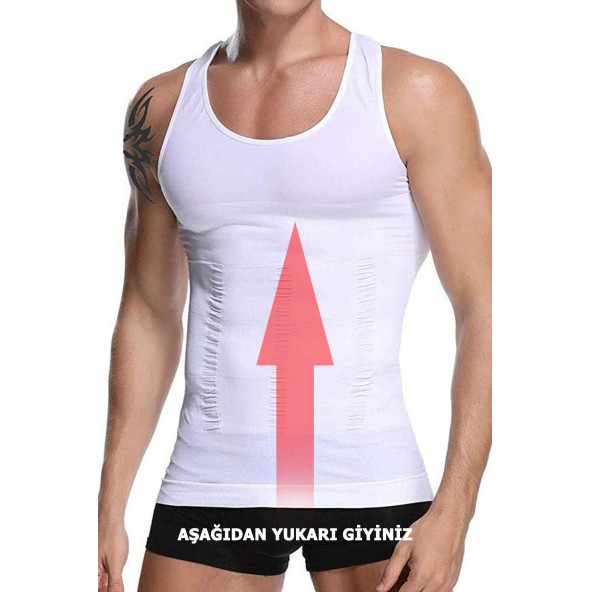 Erkek Korse Atlet Beyaz Bel Korsesi 2 Beden İnceltici Dik Duruş Yardımcısı Toparlayıcı Atlet Korse - 3