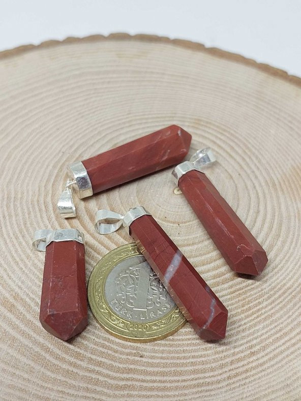 Jasper Taşı 925 Ayar Gümüş Aparatlı Kolye Ucu - 2