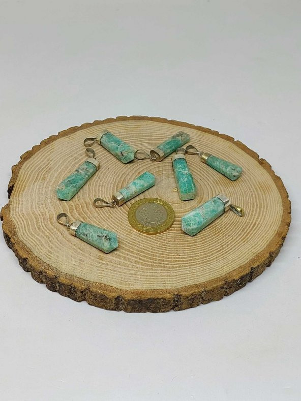 Amazonit Taşı 925 Ayar Gümüş Aparatlı Kolye Ucu - Resim 3