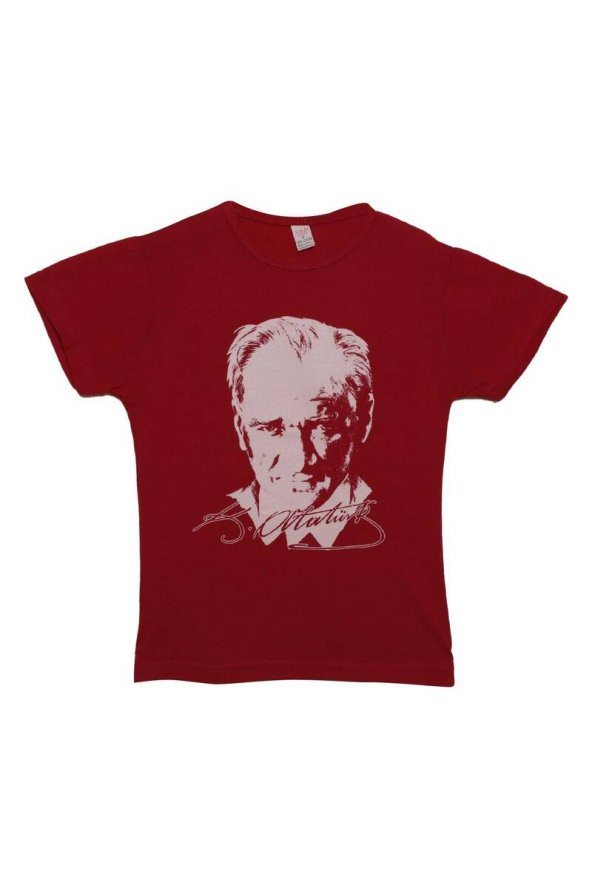 Atatürk Baskılı Çocuk Tshirt | Kırmızı