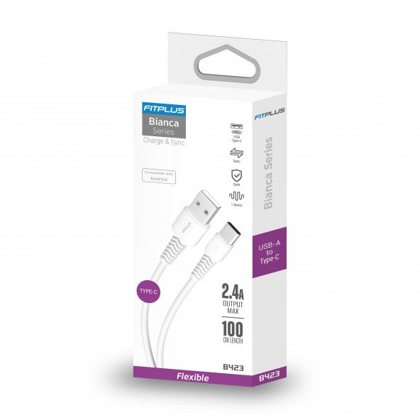 FitPlus Bianca B423 USB - Type-C Flex Şarj Kablosu 2.4A 1mt - 5