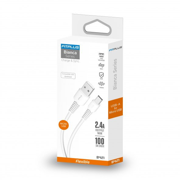 FitPlus Bianca B421 USB - Micro USB Flex Şarj Kablosu 2.4A 1mt - 5