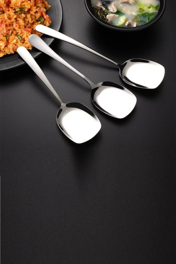 Servis Kaşığı Seti 6 Lı Set Paslanmaz Çelik Lüx Yemek Salata Börek Pasta Fırın Tavuk Servis Kaşığı - 2