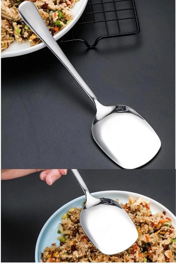 Servis Kaşığı Seti 6 Lı Set Paslanmaz Çelik Lüx Yemek Salata Börek Pasta Fırın Tavuk Servis Kaşığı - 3