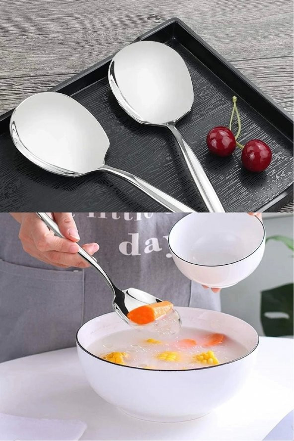 Servis Kaşığı Seti 6 Lı Set Paslanmaz Çelik Lüx Yemek Salata Börek Pasta Fırın Tavuk Servis Kaşığı - 5