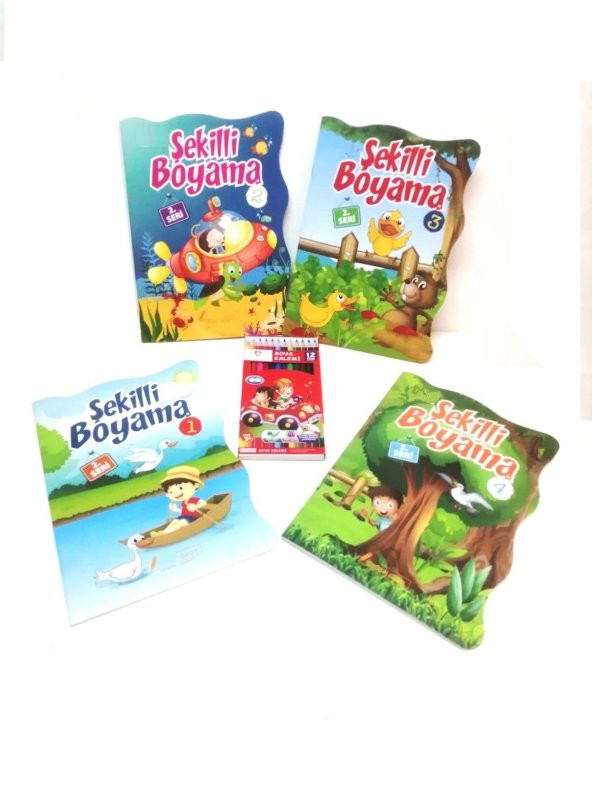 Yeni Sezon 2.seri Boyama Kitabı Seti 4 kitap 4x48=192 sayfa  ve 12 Renk Boyama kalemi - 3