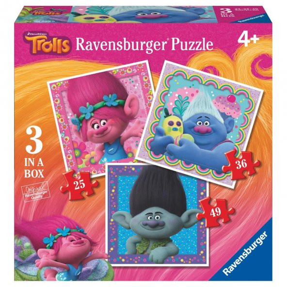 Ravensburger 25-36-49 Parçalı Puzzle Disney Trolls Ravensburger 4 Yaş ve Üzeri Çocuk Yapbozları Serisi