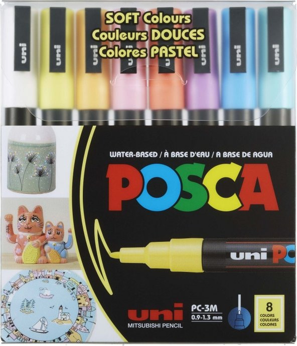 Uni Posca Soft Renkler 8 Li 09-1,3 mm ürün görseli 1