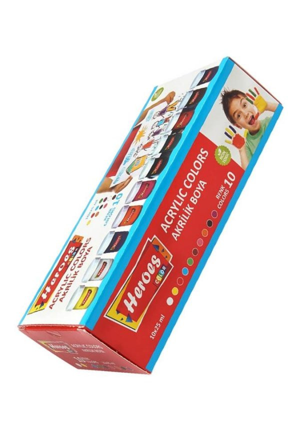 Akrilik Boya 10 Renk 25 ml 1 Paket Akrilik Boya Seti 10 Lu Kağıt Tuval Ahşap Cam Duvar Metal Boyama - 3