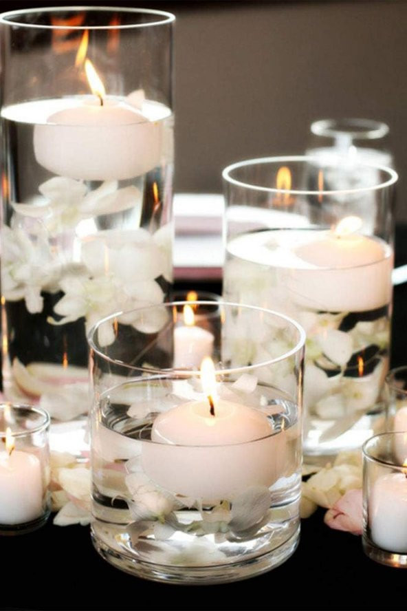 Float | 12 Adet Yüzen Mum | 4 Saat Yanan Tea Light Mum | Kokusuz Terapi Mumu - 5