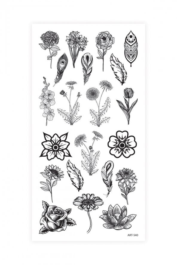 Floral Geçici Dövme,Geçici Tattoo ,Vücut Dövme,Kol Bilek Dövme,Boyun Dövme,Sırt Dövme - 2
