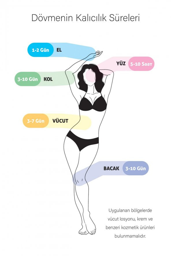 Kuru Kafa Geçici Dövme,Geçici Tattoo ,Vücut Dövme,Kol Bilek Dövme,Boyun Dövme,Sırt Dövme - Resim 3