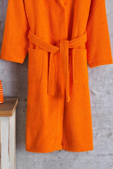 Zeynep Tekstil Pamuklu Kapşonlu Genç Bornoz Unisex Garson Boy Bornoz - 3