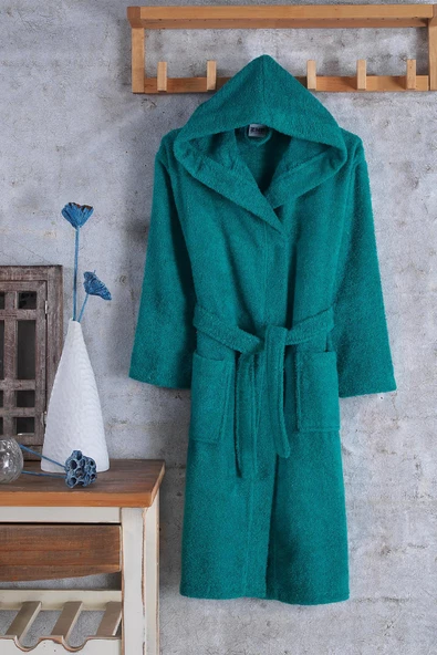 Zeynep Tekstil Pamuklu Kapşonlu Genç Bornoz Unisex Garson Boy Bornoz - 10