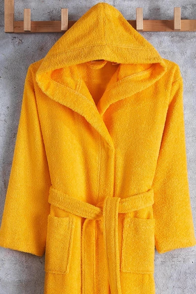 Zeynep Tekstil Pamuklu Kapşonlu Genç Bornoz Unisex Garson Boy Bornoz - 8