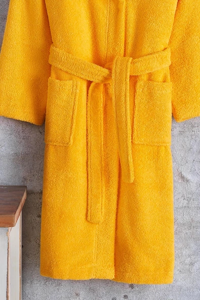 Zeynep Tekstil Pamuklu Kapşonlu Genç Bornoz Unisex Garson Boy Bornoz - 9